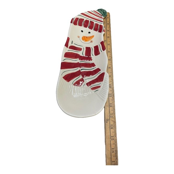 ND Exclusive Snowman Red Scarf Design Serving Plate Tray See Crazing READ - Picture 10 of 12